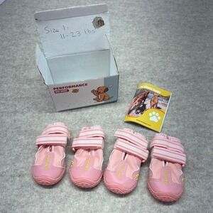 QUMY Dog Shoes for Small Dog Size 1 Pink Water Resistant Paw Protectors Boots